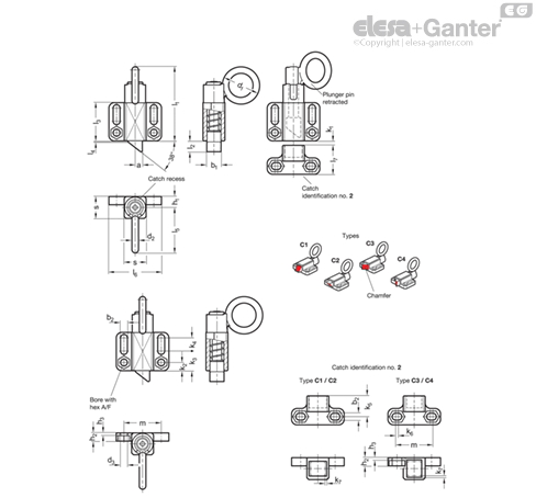 GN 724.6-ST-ZB Indexing Plungers Steel, zinc plated, blue passivated